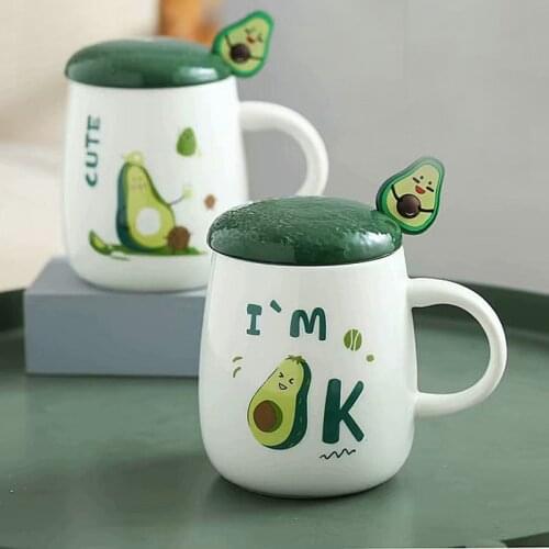 Cute 420ml Ceramic Avocado Coffee Mug Water Tea Cup with Handgrip Japan Korean Style Home Drinkware