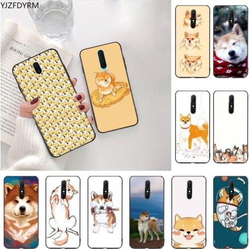 Cute Dog Akita Painted Black TPU Soft Phone Case For Oppo A5 A9 2020 A5S Reno2 z Renoace 3pro Realme5Pro