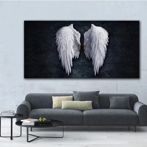Fashion Abstract Black and White Angel Wings Canvas Painting Poster Print Art Wall Pictures for Living Rooms Home Decor Cuadros