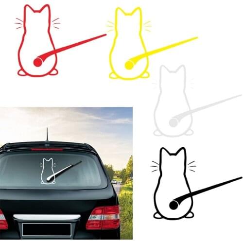 Rear Window Wiper Decal Animal Cat Wiper Sticker 3d Funny Party Cartoon Vinyl Bumper Windshield Sticker Waterproof J60F