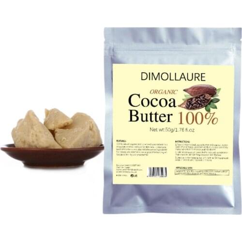Dimollaure Unrefined Cocoa Butter Raw 50g-200g Pure Cocoa Butter Base Oil Food Grade Natural Organic Essential Oil skin care
