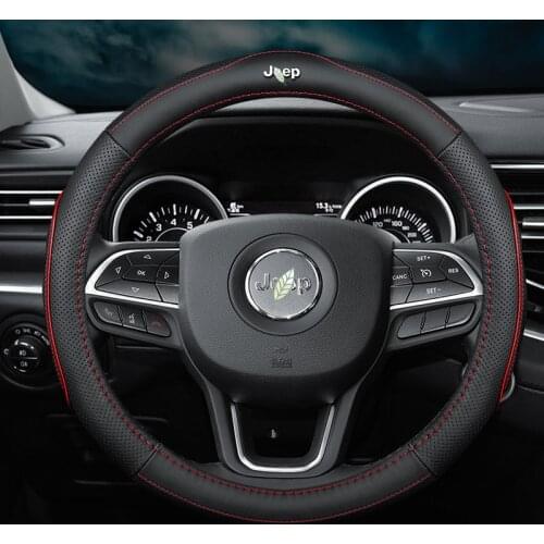 100%New Leather Car Steering Wheel Cover For JEEP CHEROKEE WRANGLER GRAND CHEROKEE GLADIATOR COMPASS RENEGADE Car accessories