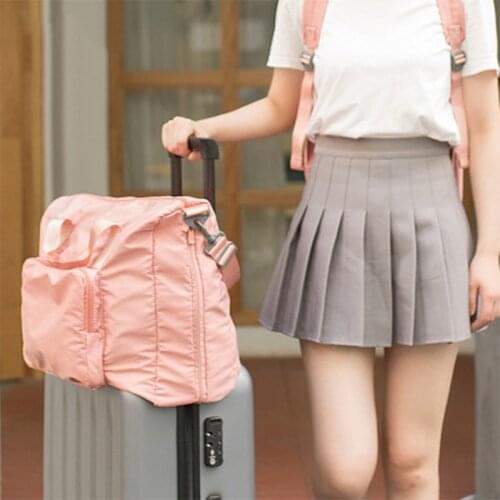 New Foldable Storage Travel Bag For Women Suit Storage Large Capacity Handbag Solid Portable Trolley Case Gym Tote Bag XA599F