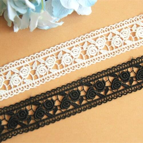 Novelty Embroidery Lace Chemical Guipure Lace Trims Polyester Embroidered White And Black Sewing Garment Accessories 3cm