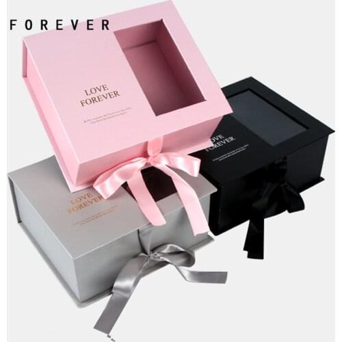 New Fashion Flower Bouquet Boxes Surprise Wedding Flower Box Square Gift Packaging Boxes with Window