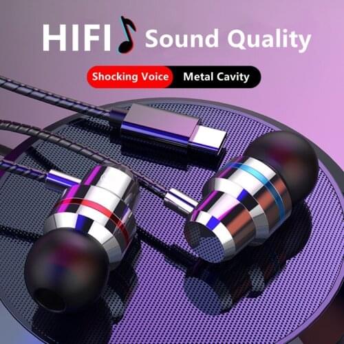 NEW Earphone Type-c Jack InEar Stereo Earbuds Built-in Microphone High Quality Wired Earphones Waterproof Headset Headphones