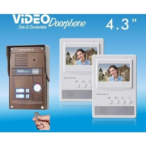 ZHUDELE New product ,top quality 4.3"color video door phone, CCD camera with ID card unlock (1 to 2)