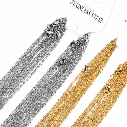 100pcs/Lot 2/2.4/3MM 16"-40"Men 316L stainless steel necklace Cross chain for women men jewelry Gift Silver Color/Gold Color