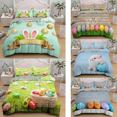 3D Easter Bedding Set Twin Comforter Cover Duvet Printed Quilt Soft Microfiber Bedspread