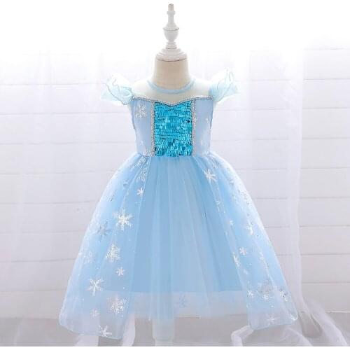 Baby Girl Casual Summer Dress Kids Girl Sequins Cosplay Party Dresses Girls Snowflake Christmas Princess Dress Clothes