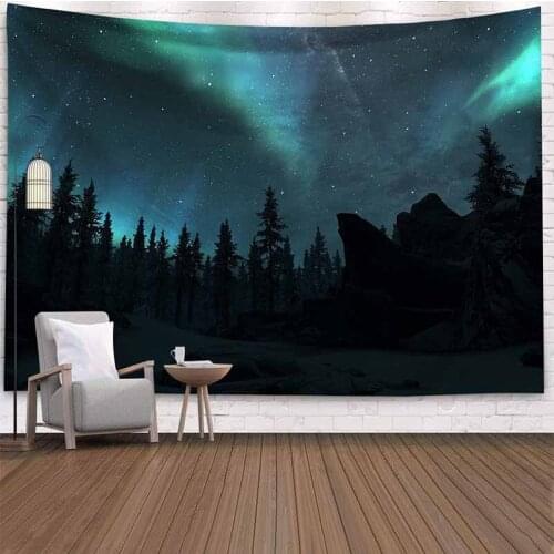 Natural Scenery Starry Forest Tree Tapestry Wall Hanging Hippie Wall Cloth Trippy Tapestry Dorm Decor Psychedelic Wall Carpets