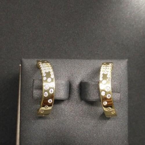 Simple Modern Arc Circle Earrings Female Half Round Earring Cold Color Zirconia Women Jewelry Brincos Zk40