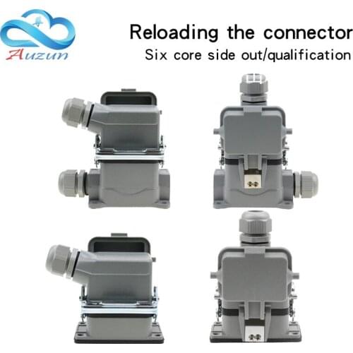 He-06-5-6 6 core heavy duty connector rectangular side out ejector base with cover high base with cover The aviation plug 16A