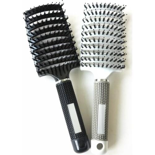 1pcs Anti-static Heat Curved Vent Boar Bristle Brush Salon Hair Styling Comb For Detangling All Hair Tapes 2 Colors Available