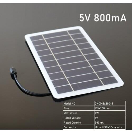 5V 1.65W 4W Solar Panel Output USB Solar Battery Charger USB Female Port Charge Regulators Solar Cell 3.7V 18650