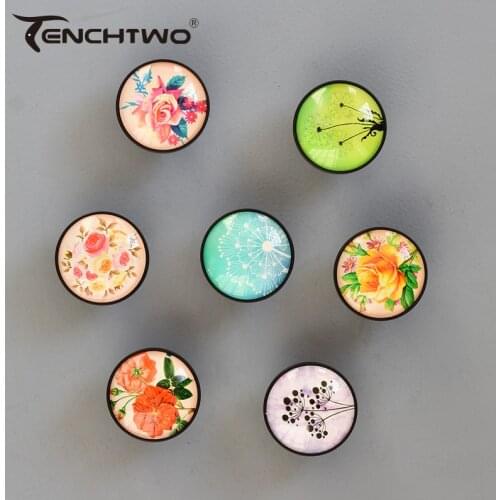 TENCHTWO Crystal Retro Flower Vintaeg Furniture Cabinet Door Handles For Wardrobe Kitchen Knobs Drawer Pulls And Brass Wall Hook