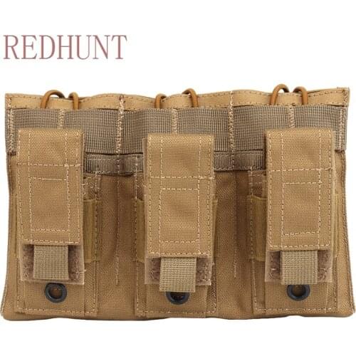 Triple Open-Top Magazine Pouch 1000D Nylon Tactical MOLLE Mag Pack Military Paintball Equipment for 5.56mm 9mm