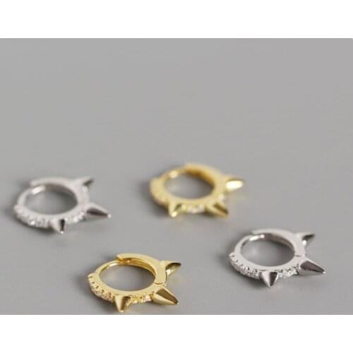 WTLTC 925 Sterling Sliver Tiny Huggie Hoop Earrings for Women Small Helix Cartilage Earrings Minimalist Spike Huggies Earrings