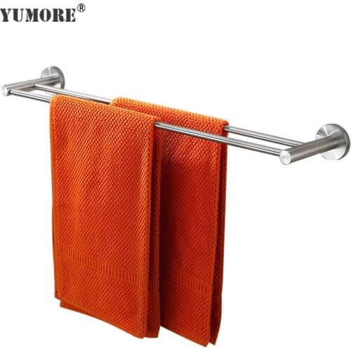 YUMORE Stainless Steel Towel Bar Hotel Towel Rack Bathroom Organizer Kitchen Wall-mounted Shelf Rack Holder Hardware Accessory