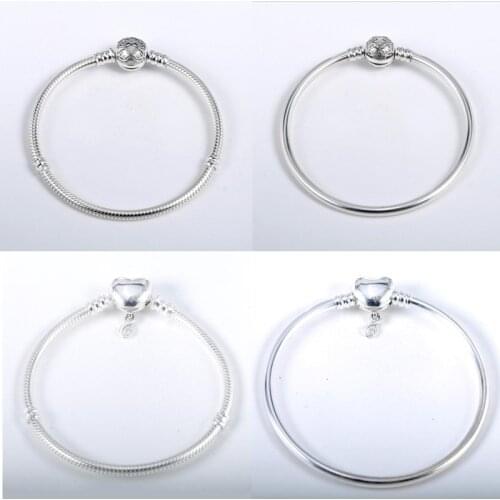 Authentic 925 Sterling Silver Love Snake Chain Pandora Bracelet Suitable for Women Bead Fashion Jewelry
