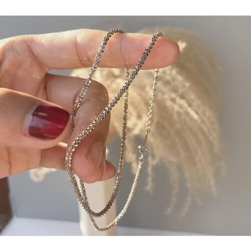 Silvology 925 Sterling Silver Shine Sand Chain Choker Necklace for Women Italy Import Quality Elegant Necklace Luxury Jewelry