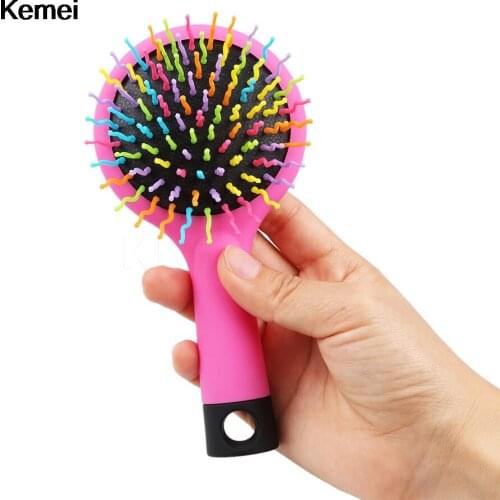 1pc Rainbow Comb Volume Anti-static Magic Detangler Hair Curl Straight Massage Comb Brush Styling Tools With Mirror