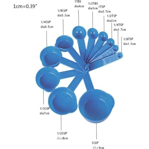11pcs Plastic Measuring Spoons Cups Tablespoon Set with Scale for Baking Coffee R7RC