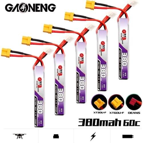 5/10PCS GNB For FullSpeed TinyLeader whoop3S RC FPV Drone HV Lipo Battery 380mAh 3S 11.4V 60C/120C With T/XT30U-F/XT60U-F Plug