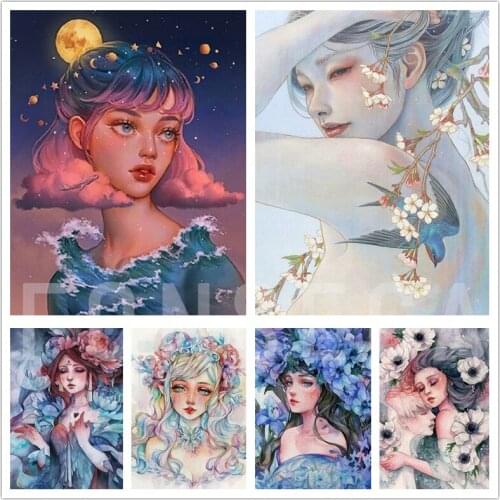5D Diamond Painting Cartoon Character Diy All Round Diamond Embroidery Kit Anime Girls Wall Art Poster for Home Decoration
