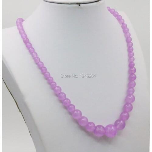 6-14mm Purple Crystal Lucky Stone Tower Necklace Chain 15inch Beads Hand Made Fashion Jewelry Design Women Girl Gift Accessories