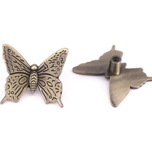 6PCS 42mm Furniture handles Hardware Cabinet knobs and handles Knob Metal Butterfly Vintage Drawer pull Handle 6PCS