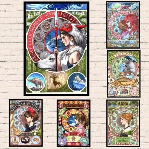 5D DIY Diamond Painting Anime Hayao Miyazaki Series Movie Totoro Spirited Away Poster Diamond Embroidery Cross Stitch