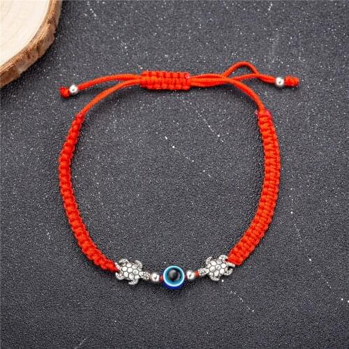 Tortoise Charm Red Thread String Bracelet For Women Men With Extension Adjustable Chain Handmade Rope Jewelry