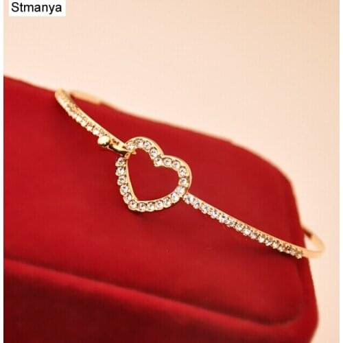 Heart Bracelets Hot New Cheap Official Women Bijoux Heart Bracelet For Women Jewelry Accessories Wholesale Bangles Bijoux