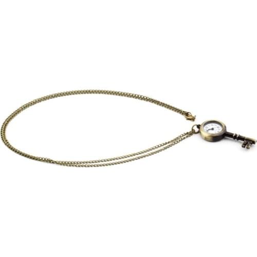 OUTAD 1pcs Unipue Style Key Shaped Watch Bronze Retro Vintage Necklace Pocket Watches Unisex Lover Pendant Gift For Father Dad