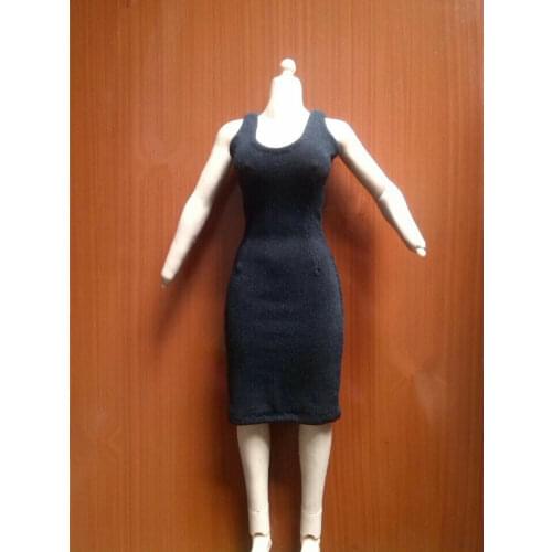 Custom 1:6 Figure Black Stretch a piece of Dress For 12" HT phicen Body