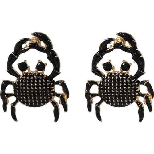 Black Orange Yellow Cute Crab Earrings Fashion Cartoon Jewelry Enamel Dangle Earring Jewelry Female 2020 New