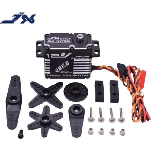 RC Servo,JX CLS-12V7346 High HV 12V 46KG Steel Gear Digital Coreless Servo With CNC Aluminium Shell (180°)