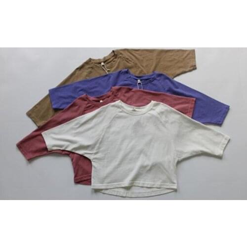 2021 New Girls Boys T-Shirt Fashion Cotton Linen Autumn Full sleeve Kids Top 1-7t XY614