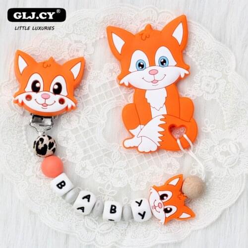 Baby Pacifier Clip Personalised Name chupetero Silicone Baby Rattles Teething Soother Toy Dummy Clips Holder