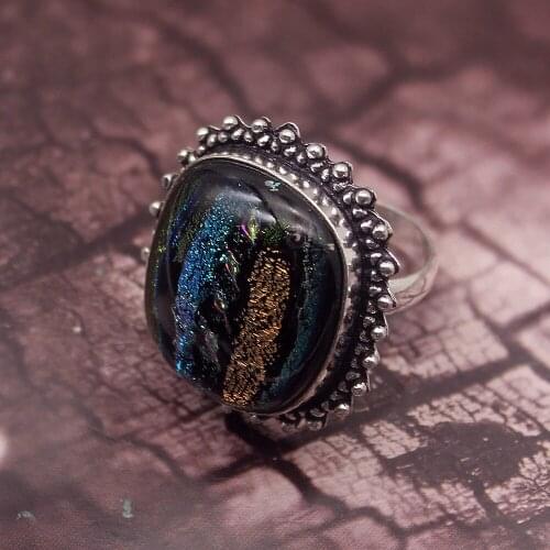 Hermosa 49% OFF Glorious Vintage HOT Dichroic Glass Rainbow Men Women Ring Size 11.5 Free Shipping