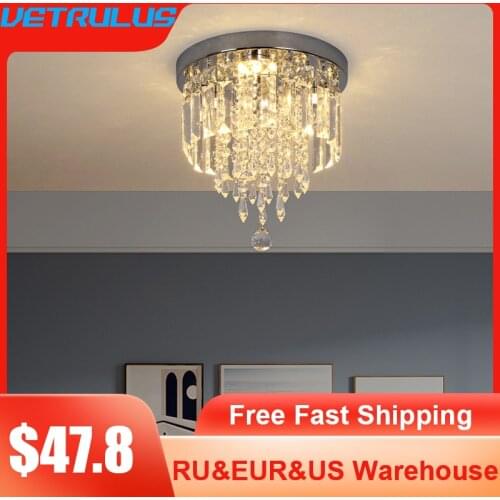 Crystal Bedroom Ceiling Lamp Modern Chandelier Led Ceiling Living Room Decoration Nordic Indoor Lighting Fixtures Aisle Balcony