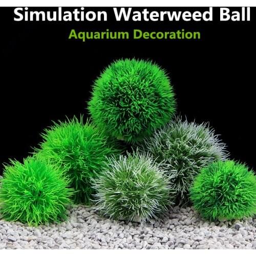 Simulation Aquarium Moss Plant Ball Decoration Fish Tank Submersible Haystack Grass Waterweed Ball Landscape Ornament