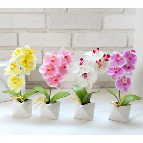 Simulation Phalaenopsis Bonsai Ornaments Artificial Flower Pot Garden Home Decor