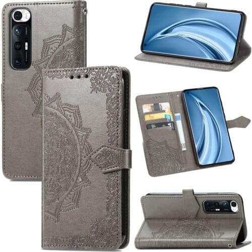 Mandala Flower Embossed Leather Case For Xiaomi Mi 10s Cases Magnetic Folio Wallet Phone Cover Funda