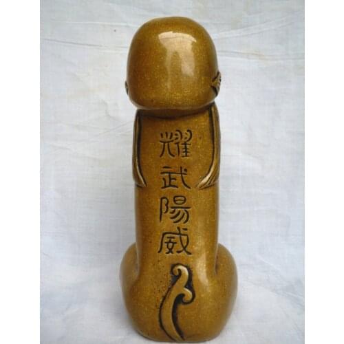 Nice Asian Chinese Old Bronze Carved Penis God Collect Statue Figure Ornament Free shipping