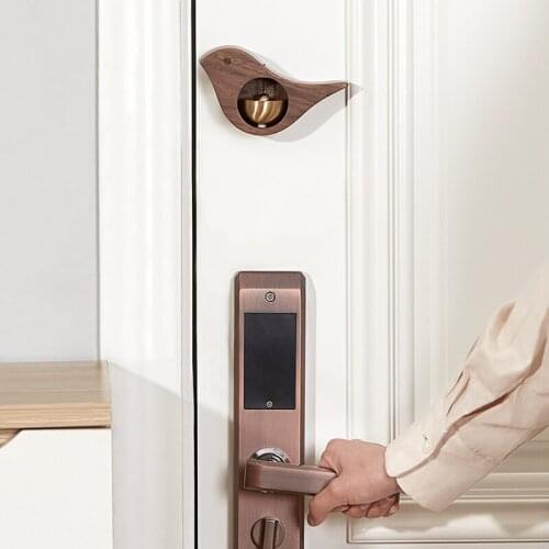 Creative Wooden Copper Bells with Suction Door Wind Chimes To Open The Door Refrigerator Magnet Ornaments Small Pendants Home