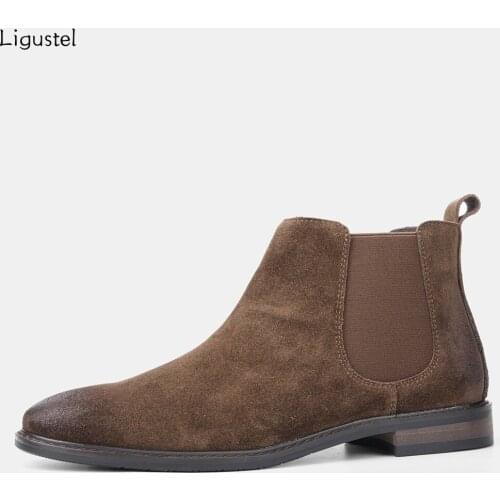 Ligustel 2021 Men Chelsea Boots Black Brown High Ankle Dress Shoes For Men with Free Shipping Fashion Luxry Designer Work Shoes