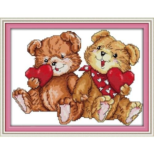 Bear lovers cross stitch kit 14ct 11ct count print canvas stitches embroidery DIY handmade needlework plus