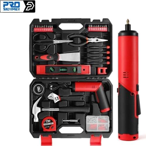 Multi-function Household Toolbox DIY Set 4V Cordless Screwdriver Li-ion Battery USB By PROSTORMER